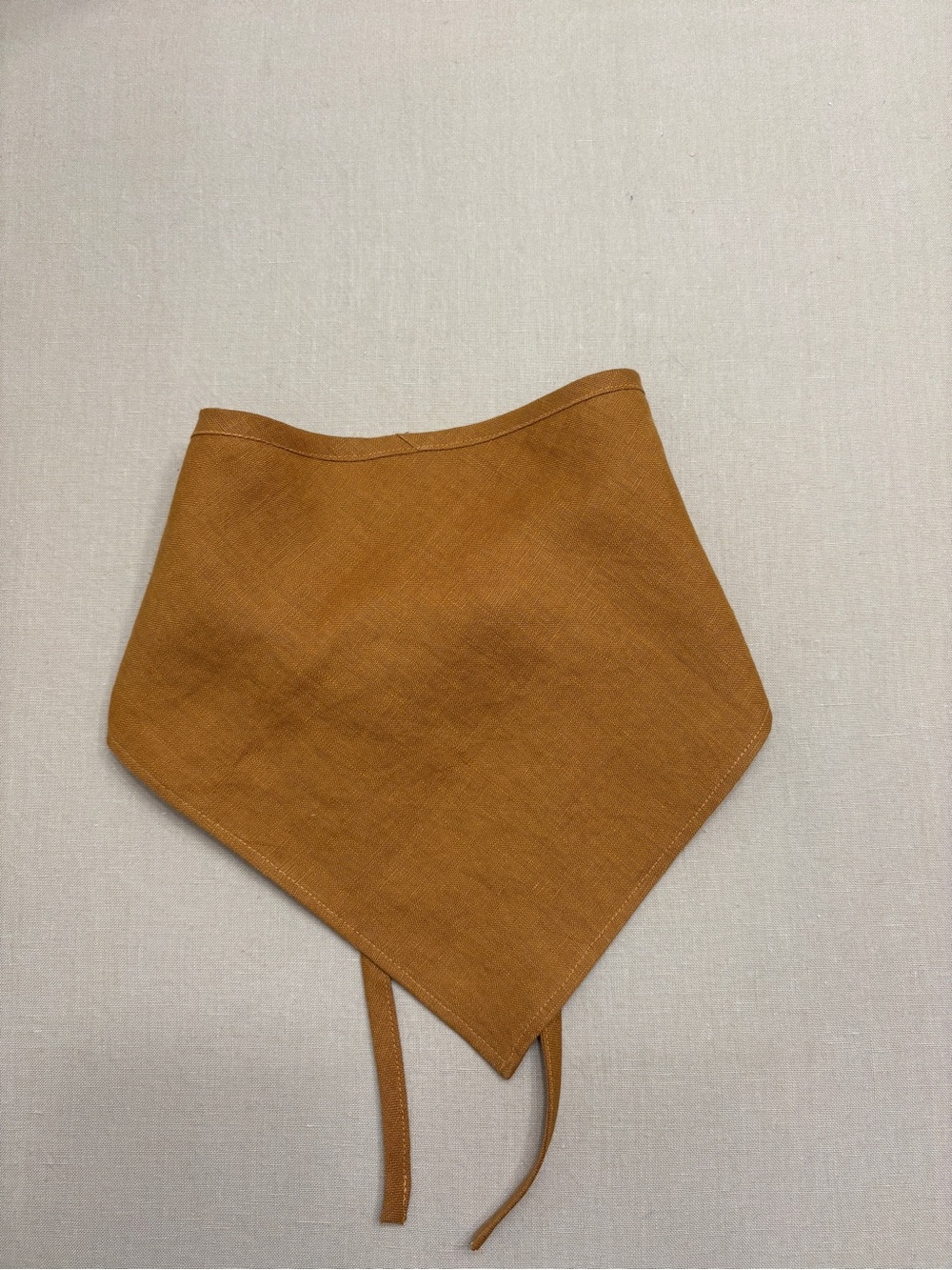 Linen Kerchief Bandana Scarf in Burnt Orange - Picture 3 of 7